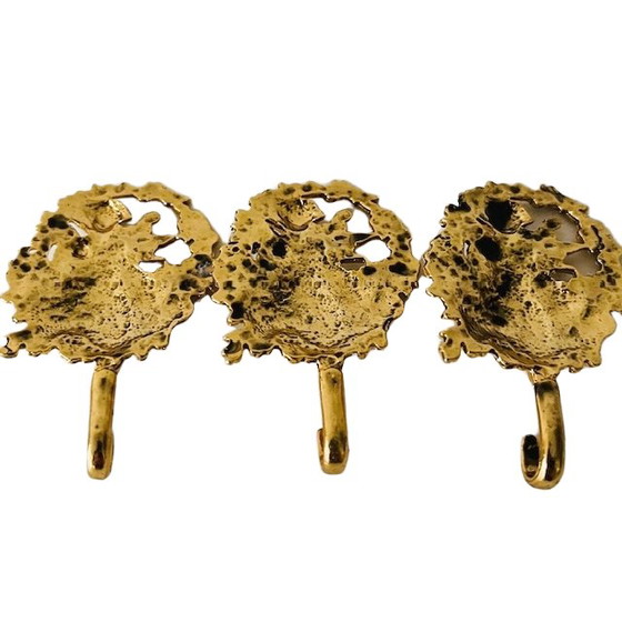 Image 1 of Vintage set of mid-century Italian hooks, baroque brass angel door hanger, 1960s