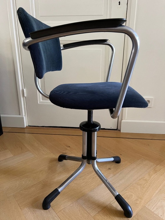 Image 1 of Original 1930er Gispen 354 Bürostuhl blau