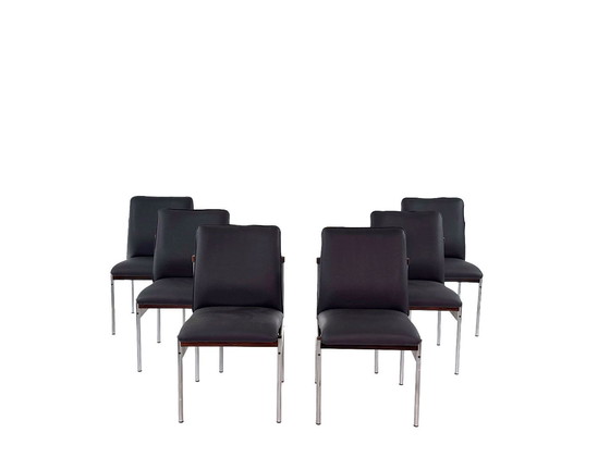 Image 1 of 6X Vintage Rosewood Dining Chairs From C. Denekamp For Thereca