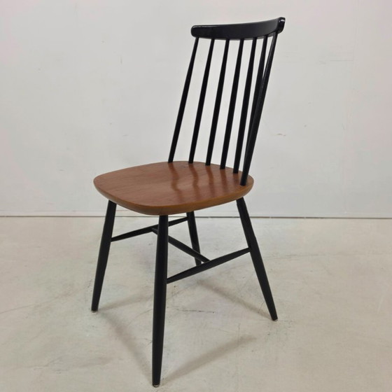 Topivaara style set of 4 dining spindle chairs 60s – Dining chairs, Wood (photo 5 of 5)