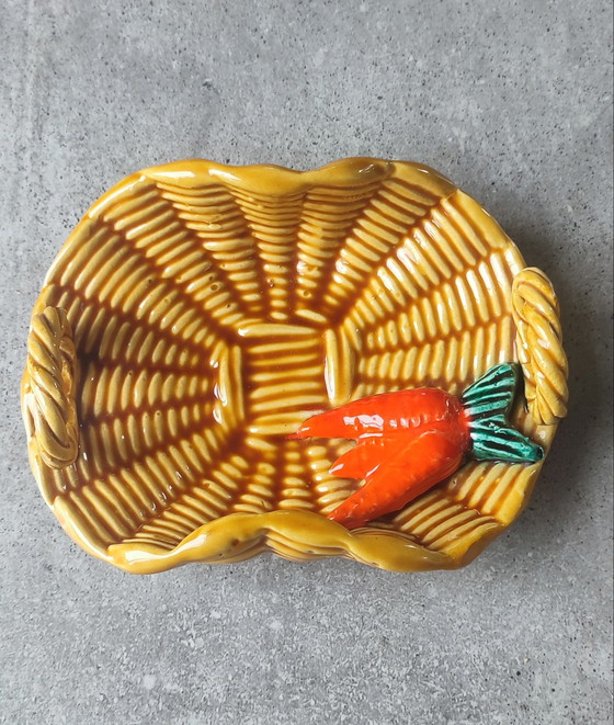 Image 1 of Barbotine "Carrot Basket" Vallauris