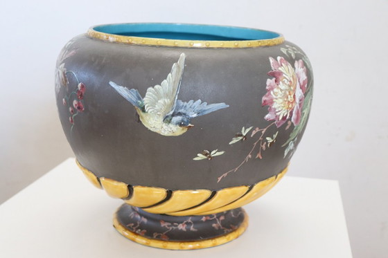 Image 1 of Vaas van keramiek met bloemendecor, Italië, jaren 1980