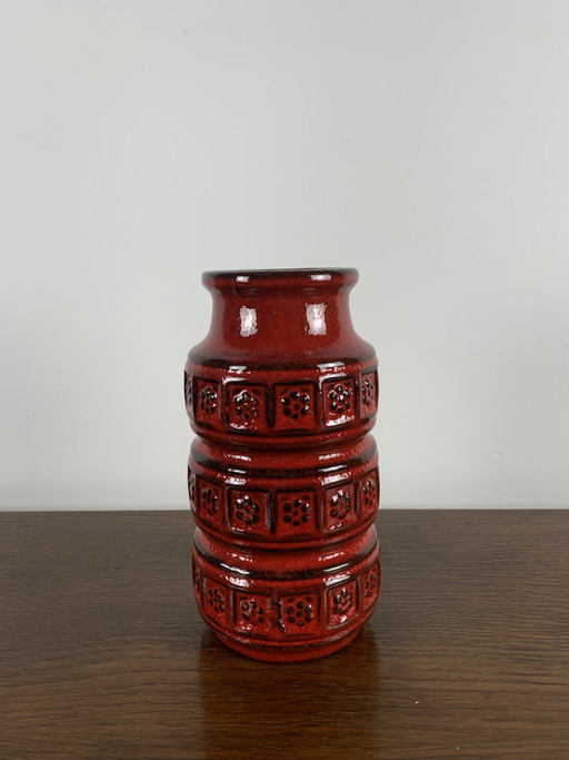 Vase vintage Allemagne de l'Ouest 60s rouge