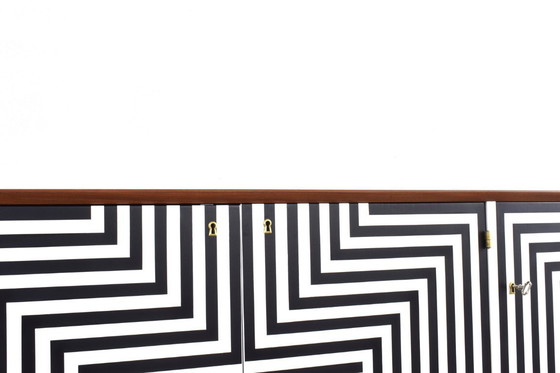 Image 1 of Handbemaltes Mid-Century Op-Art Sideboard von Sven Andersen Møbelfabrikk, 1960er Jahre.