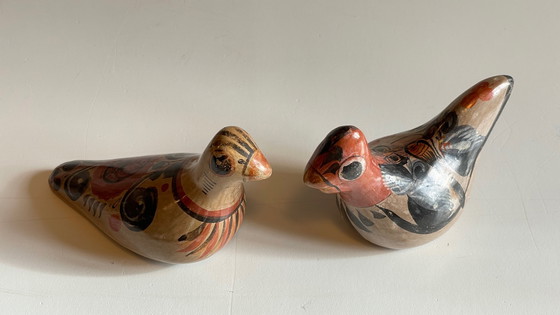 Image 1 of Couple Bird Ceramic Handmade Mexico Vintage