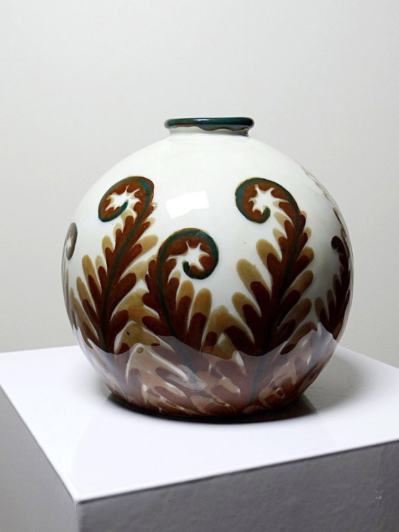 Image 1 of Small Tharaud Limoges porcelain ball vase circa 1920-1940