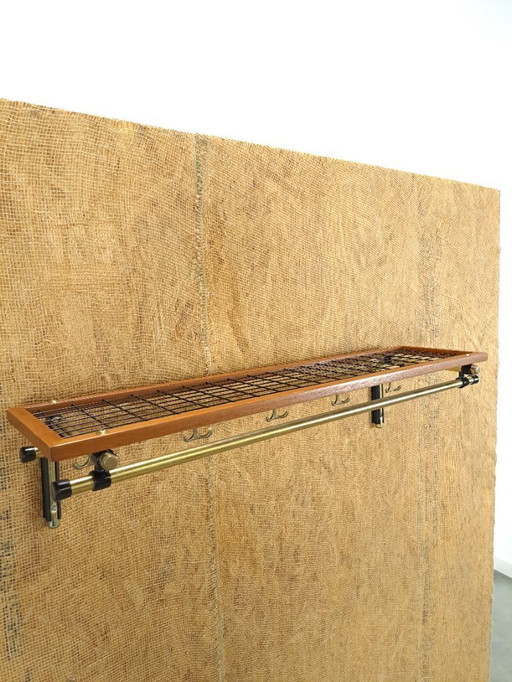 Habo coat rack from Sweden gold with teak wood, no. 8