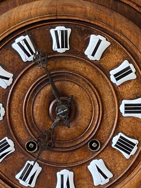 Image 1 of Large Antique French Wall Clock, 1880, Mechanical, Carved Wood