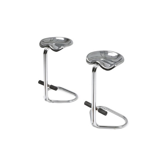 Image 1 of Set of 2 vintage chrome stools by Rodney Kinsman for Bieffeplast, 1970s