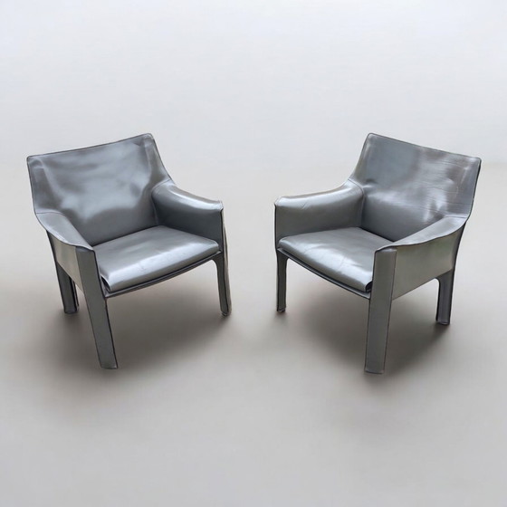 Image 1 of Set 2x Mario Bellini Cab Lounge Chair Poltrona Modello 414 Cassina