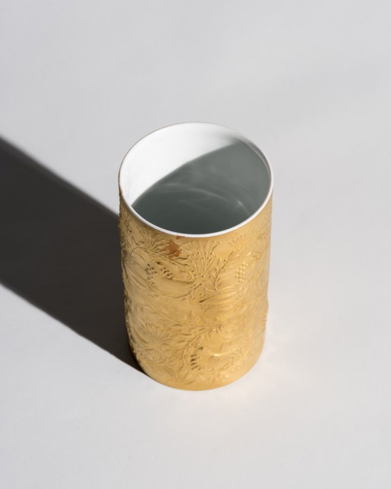 Image 1 of Rosenthal Studio-Line Zauberflöte Porcelain Vase Bjørn Wiinblad Sculptural Gold