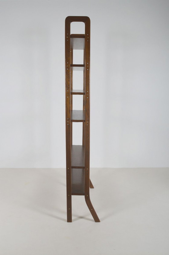 Image 1 of Estantería de pared danesa independiente con detalles de latón, década de 1960.