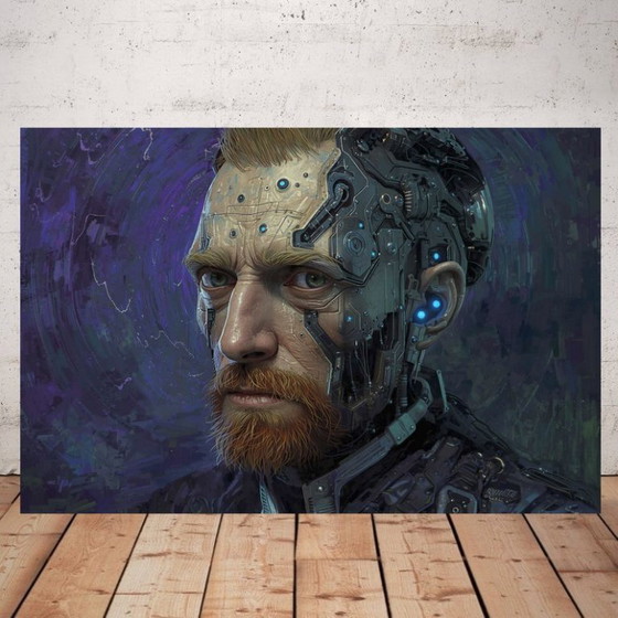 Image 1 of Photo imprimée sur plexiglas / Van Gogh Cyborg / Edition limitée / Décoration originale / Street art / art 