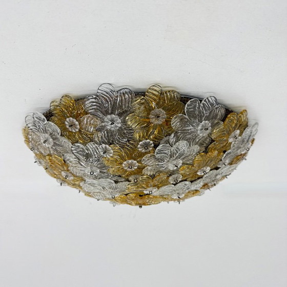 Image 1 of Barovier & Toso Wall Sconce / ceiling lamp , Millefiori flowers , Italy , 1970s