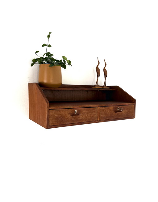 Consolle da parete vintage in teak danese anni '60