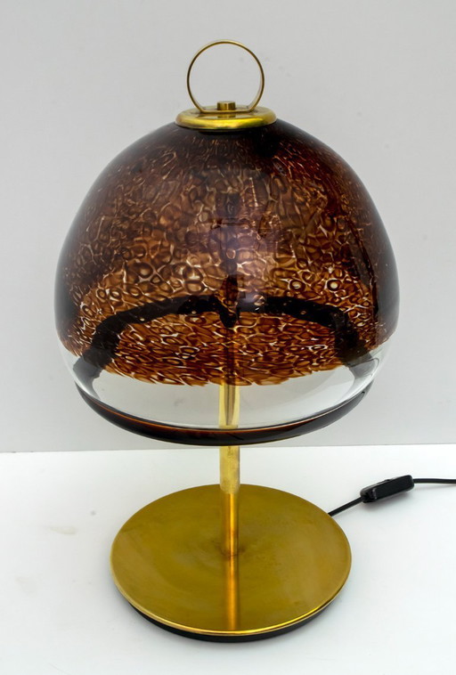 Lampe de table Leucos en verre de Murano et laiton, Italie, moderne du milieu du siècle dernier, années 1970