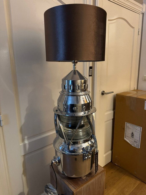 NEUE XXL Tischleuchte Eichholtz Beacon Nickel 95 cm hoch