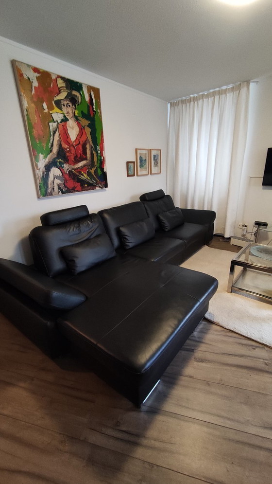 Image 1 of Sehr schönes Ecksofa aus schwarzem Leder
