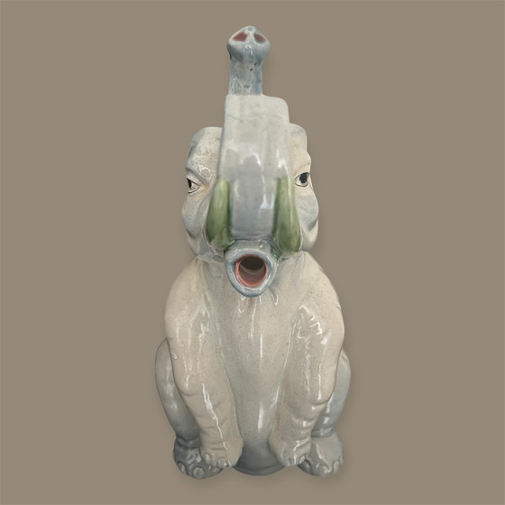 Image 1 of Antique Majolica elephant carafe izgst