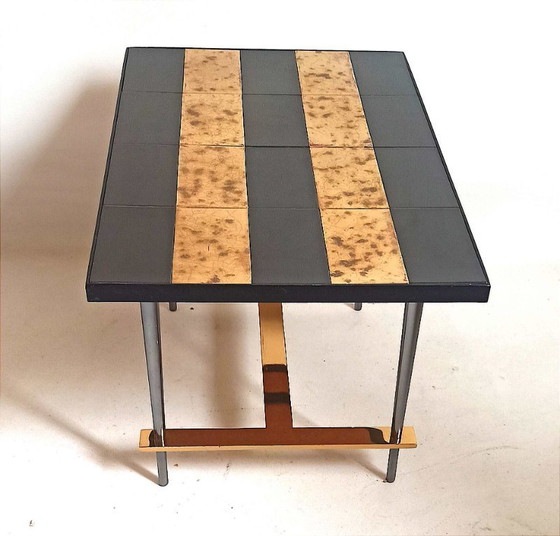 Image 1 of Salontafel uit de jaren 50, keramiek en bladgoud, hoogte 36 cm