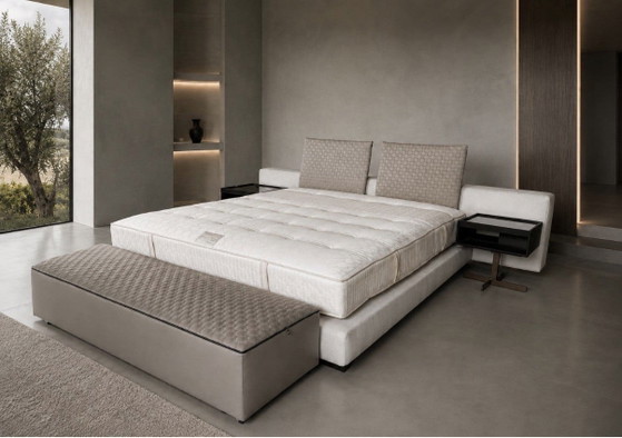 Minotti Yang Letto Materasso 180x200 + Lati + Pouf in Pelle – Letti matrimoniali, Legno (photo 7 of 10)