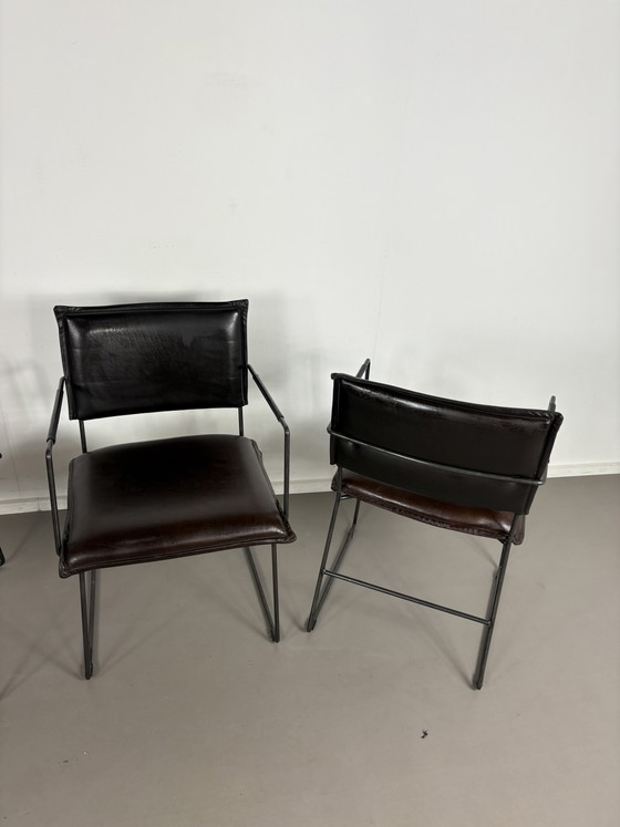 4 NovaStyl Collection Brown Leather Dining Chairs – Metal (photo 4 of 15)