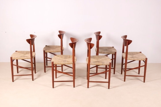 Image 1 of 6x Peter Hvidt & Orla Mølgaard Nielsen Dining Chair Model 316 in Teak