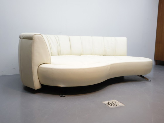 Image 1 of Sofá De Sede DS164 de piel color blanco roto