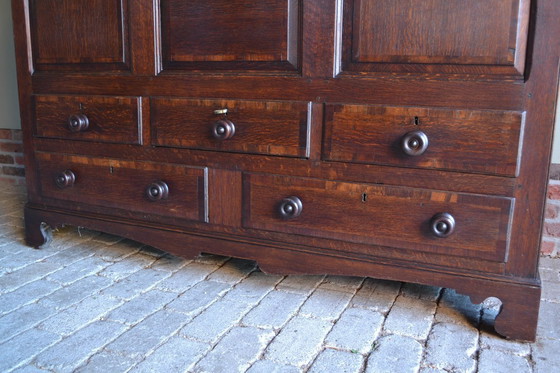 Image 1 of Antique oak wood cabinet, closet.