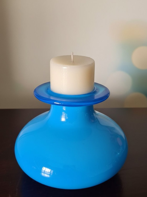 Image 1 of Kosta Boda designer vase by Erik Höglund in stunning turquoise color from 1950-1960.