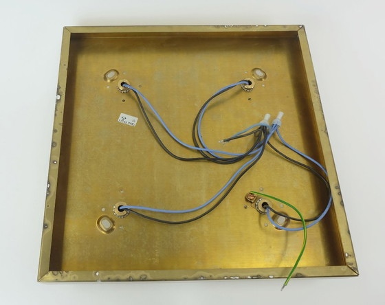 Image 1 of vintage mid century peill & putzler brass ceiling light with 4 glass cubes 1960s/70s flush mount