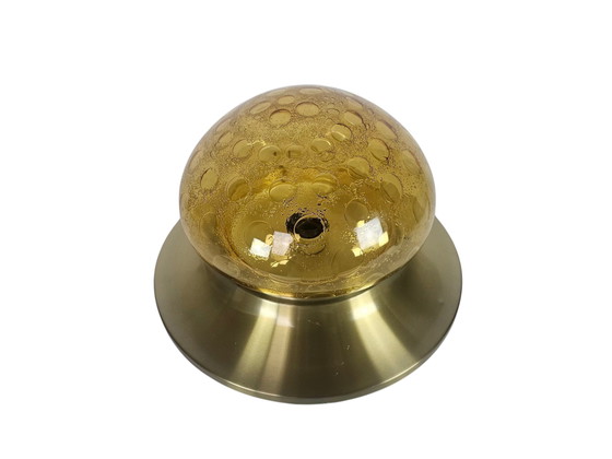 Image 1 of Dijkstra - Fokke Dijkstra - &#39;Flush Mount&#39; - Lámpara de techo de la era espacial - Ámbar - Años 70