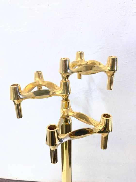 Image 1 of Grand socle sur pied pour lustres combinés BMF, en métal plaqué or, design années 1960/70