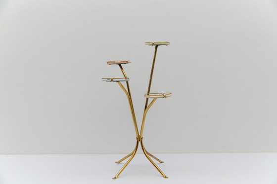 Image 1 of Portafiori in ottone e vetro color pastello, stile Mid-Century Modern, anni '50