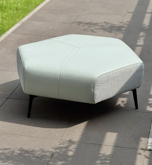 MONTEL hocker mint green leather 98x40cm hexagon
