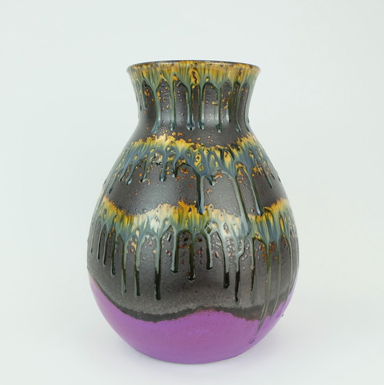 Image 1 of Vaso vintage della Germania occidentale di metà secolo, modello Dumler &amp; Breiden, 122/30, con raro motivo colorato