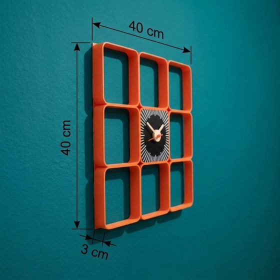 Sunburst Square Clock Bundle – Horloge Murale & Étagère Space Age Mid-Century Années 70 Boho Rétro Vintage (photo 6 of 7)