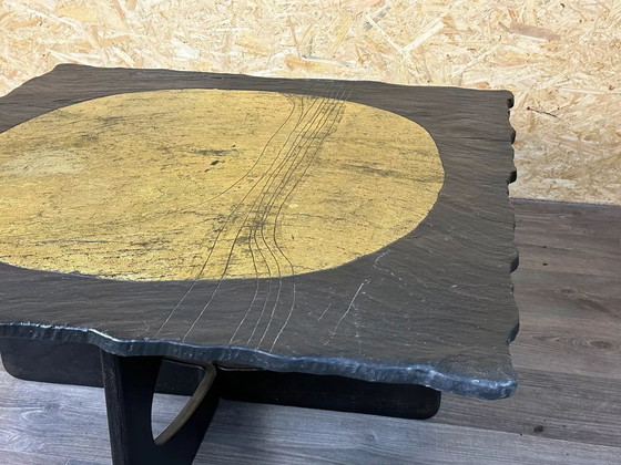 Image 1 of 60er 70er Jahre Brutalistischer Couchtisch Beistelltisch Schieferplatte Design