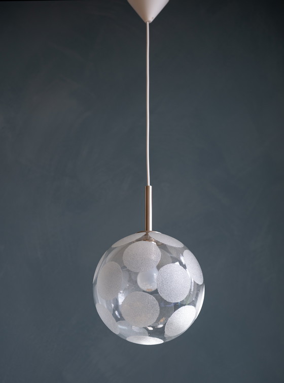 Image 1 of Vintage Doria Pendant Lamp Glass Globe With Dots