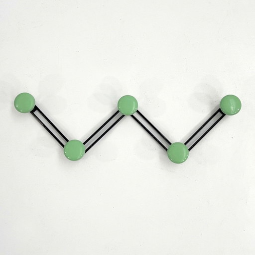 Black & Green Zig Zag Coat Rack, 1980s