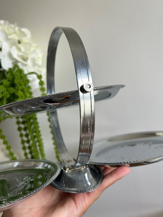 Image 1 of Vintage verzilverd metalen serveerblad