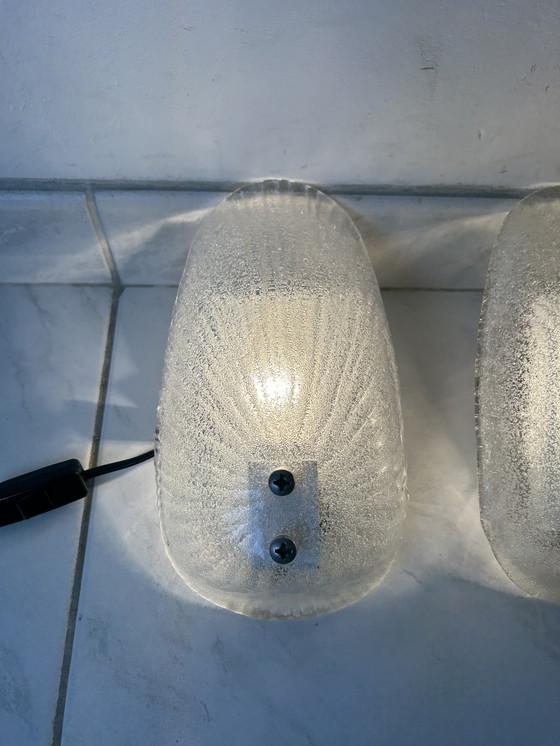 Image 1 of 2x vintage glass wall lamp shell Laguna Light