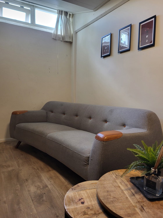 Image 1 of Montèl Designerbank | Grijs Met Leren Accenten | 3-Zits | €400