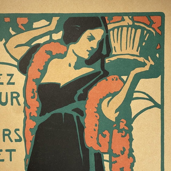 Jugendstil Kaufen Sie die Blume der diskreten Hilfe Lithographie Poster von Émile Berchmans für La Meuse, (photo 6 of 12)