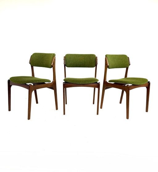 Set of 3 vintage dining chairs model 49, Erik Buch '70