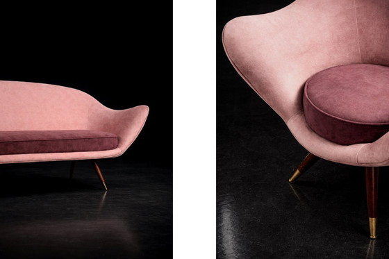 Image 1 of Vintage Mid-Century Space Age Velours Loungeset van Paged, 1972, set van 3