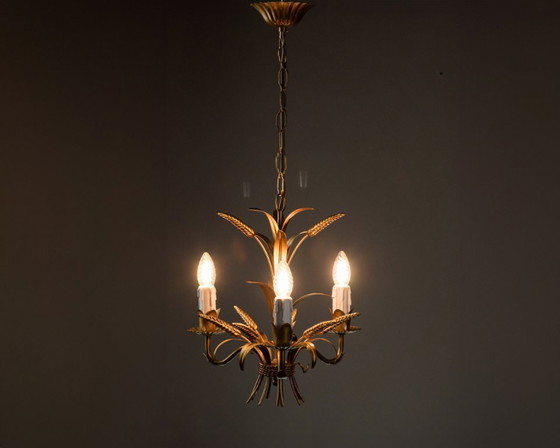 Image 1 of Lustre original Hans Kögl style épi de blé – Suspension style Hollywood Regency, années 1970