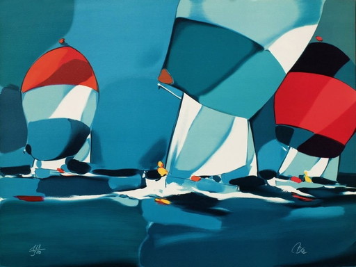 Michel BEZ Regata Litografia firmata 1985