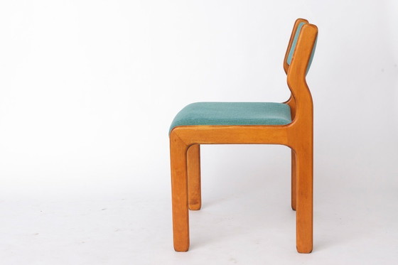 Image 1 of Set van 6 vintage beukenhouten eetkamerstoelen, Duitsland, jaren 70, Mid Century Modern-stijl.