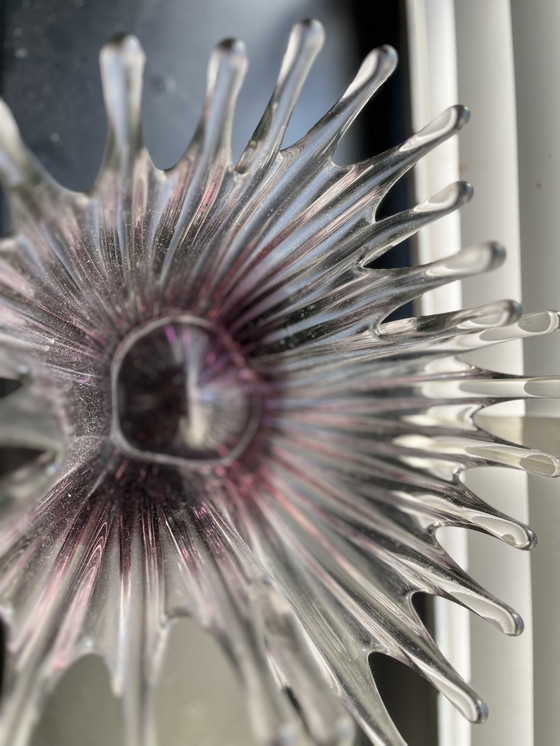 Image 1 of Murano vintage vaas aubergine en helder glas